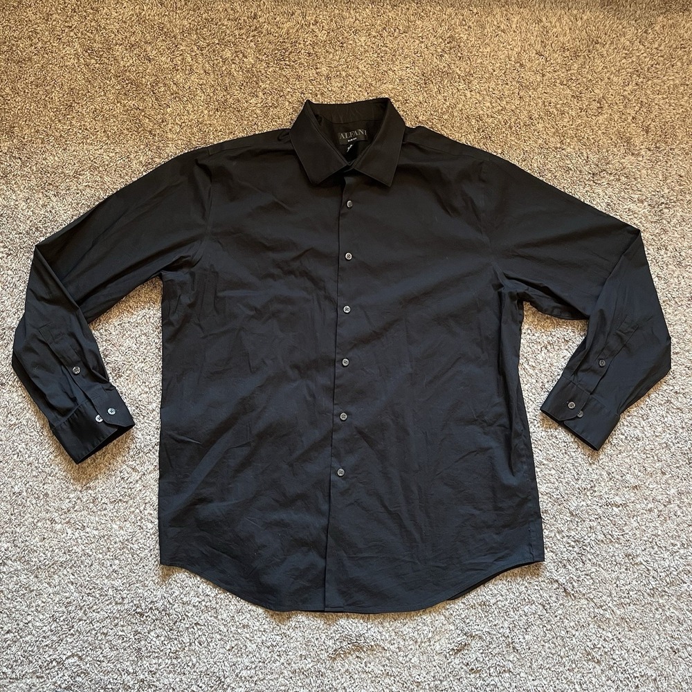Alfani Dress Shirt Men's XL 17-17.5 34-35 Black Slim Fit Button Up Long Sleeves - Picture 8 of 11